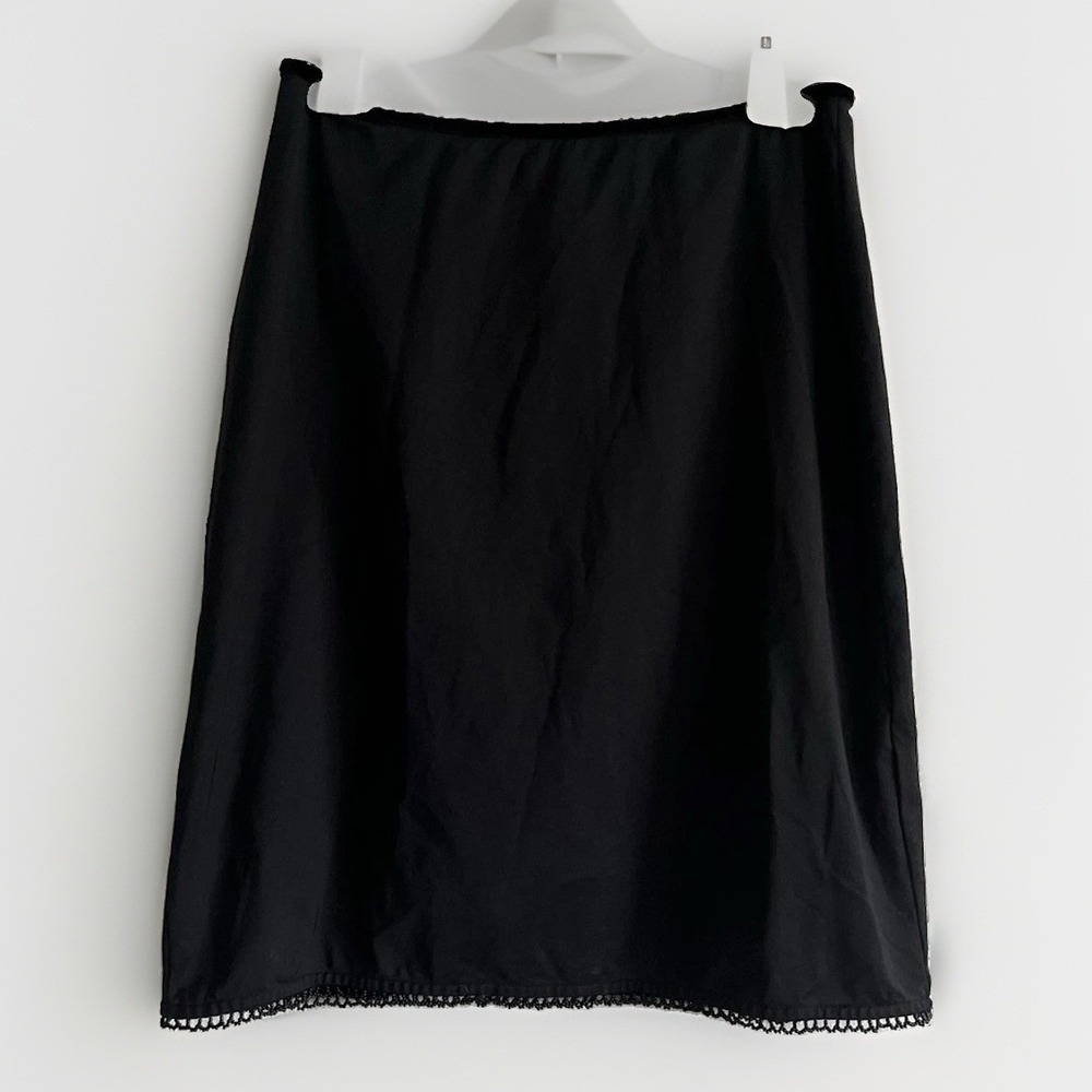 Vintage Ralph Lauren Half Slip Womens Medium Black Satin‎ Crochet Trim
